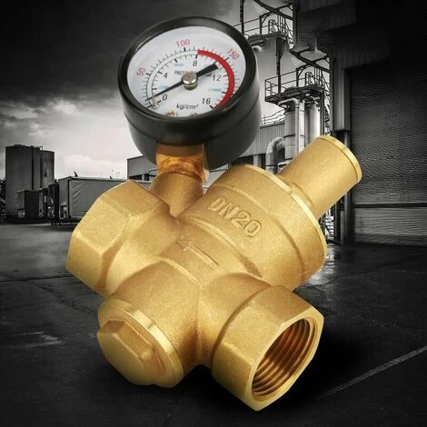 Dn20 Brass Adjustable Water Pressure Reducing Valve With Pressure Meter Gauge, Brass Water Pressure Adjustable Reducer (Dn20) - Image 5