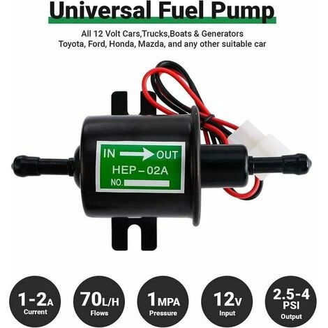 12V Electric Fuel Pump HEP-02A Low Pressure Electric Fuel Pump 2.5-4PSI For All Cars, Trucks And Boats - Image 2