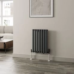 600x420mm Horizontal Oval Column Designer Radiator Horizontal Anthracite