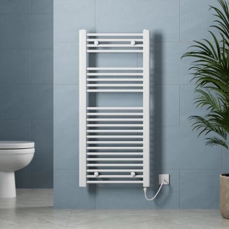 DuraTherm Electric Flat White Towel Rail 1100 X 500mm - 250W