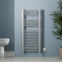 DuraTherm Electric Flat Chrome Towel Radiator 1100 X 500mm - 250W