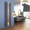 ELEGANT Anthracite Vertical Radiator Single Oval Panel Central Heating Radiators With Mirror, 1800x499mm