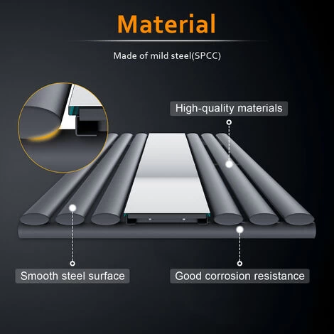 ELEGANT Anthracite Vertical Radiator Single Oval Panel Central Heating Radiators With Mirror, 1800x499mm - Image 4