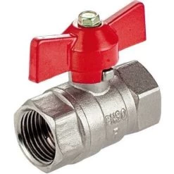 1 Inch BSP Female X Female Water Valve Red Butterfly Handle Nickel Plated Brass