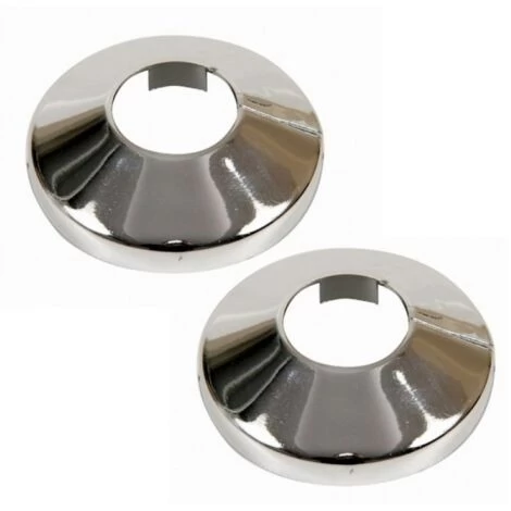 2x Pieces Chromed PVC Plastic Radiator Pipe Cover Collar Rose 15mm Diameter - Image 2