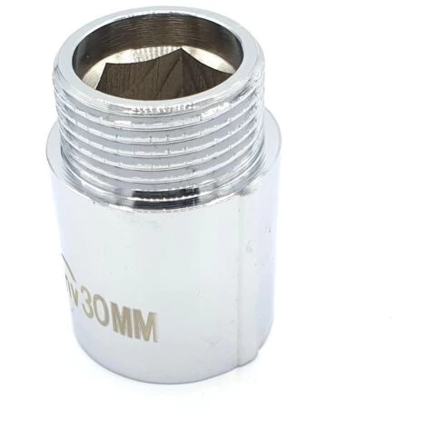 40mm Long 3/4 BSP (22mm) Pipe Thread Extension Female X Male Chrome Brass - Image 3