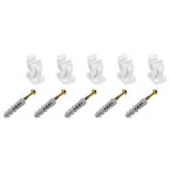 5 X Open Pipe Clips Snap In Bracket Single 15mm Plastic Clip With Fixings