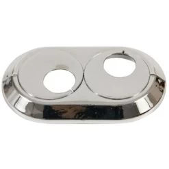 Twin Double 18mm PVC Chrome Radiator Pipe Cover Collar Rose Rotatable