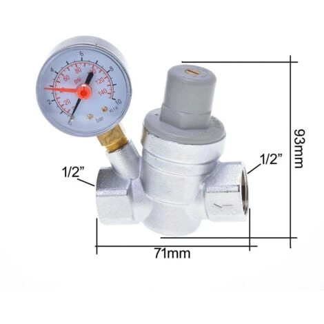 Water Pressure Reducing Valve 3/4 Female For 22mm Pipe With Gauge - Image 2