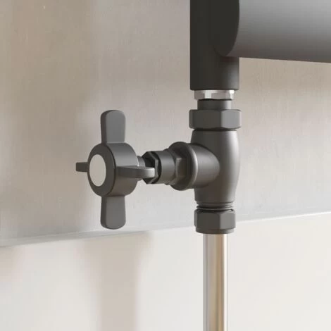 Traditional Straight Heated Towel Rail Radiator Valves Standard Pair Anthracite - Image 2