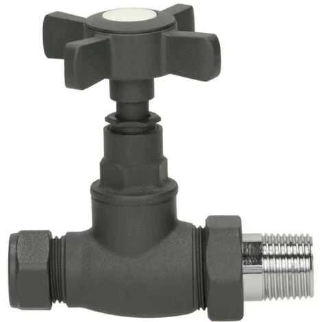 Traditional Straight Heated Towel Rail Radiator Valves Standard Pair Anthracite - Image 5