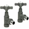 Traditional Angled Heated Towel Rail Radiator Valves Standard Pair Anthracite