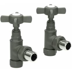 Traditional Angled Heated Towel Rail Radiator Valves Standard Pair Anthracite