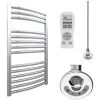 BRAY Curved Towel Warmer / Heated Towel Rail, Chrome - Electric, Thermostat + Timer, 800-500
