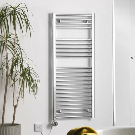BRAY Straight Towel Warmer / Heated Towel Rail, Chrome - Electric, Thermostat + Timer, 800-400 - Image 2
