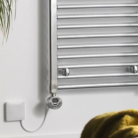 BRAY Straight Towel Warmer / Heated Towel Rail, Chrome - Electric, Thermostat + Timer, 800-400 - Image 5