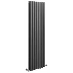 Milano Aruba - Modern Anthracite Vertical Column Double Oval Panel Radiator - 1780mm X 472mm