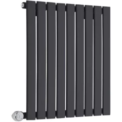 Milano Alpha Electric - Modern Black Horizontal Single Panel Radiator - 635mm X 630mm