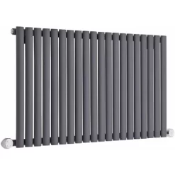 Milano Aruba Electric - Modern Anthracite Horizontal Single Oval Panel Radiator - 635mm X 1180mm