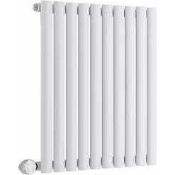 Milano Aruba Electric - Modern White Horizontal Single Oval Panel Radiator - 635mm X 595mm