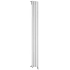 Milano Aruba Slim Electric - Modern White Vertical Column Single Oval Panel Radiator - 1600mm X 236mm