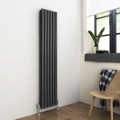 ELEGANT 1800x360mm Modern Anthracite Vertical Tall Column Radiator Double Oval Panel Designer High Heat Output Radiator - Image 2
