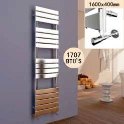 ELEGANT 1600 X 400 Heated Towel Rail Bathroom Radiator Chrome Flat Panel Towel Radiator