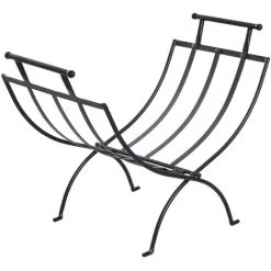 Outsunny Folding Wood Log Holder Storage Rack Matte Metal Elevated Indoor