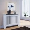 ELEGANT Radiator Covers Medium Modern Vertical Slat White Painted Cabinet Radiator Shelve For Living Room/Bedroom/Kitchen, MEDIUM