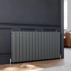 ELEGANT Anthracite Designer Radiator Horizontal Flat Panel Radiator 600x1216mm, Double Flat Panel