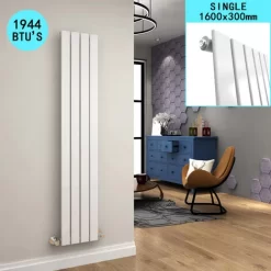 ELEGANT White Vertical Radiator Designer Central Heating Rad 1600x300mm Single Panel Radiator