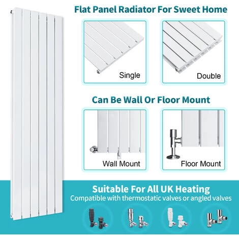 ELEGANT White Vertical Radiator Designer Central Heating Rad 1600x300mm Single Panel Radiator - Image 4
