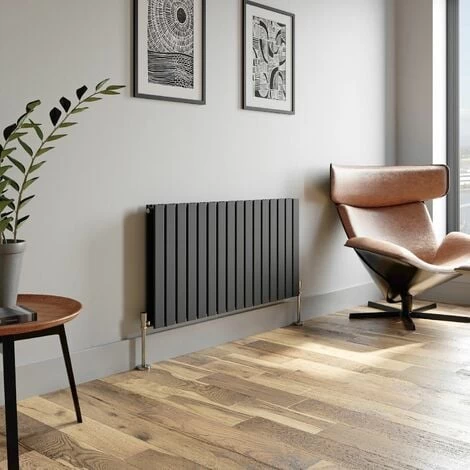 600x1216mm Anthracite Designer Radiator Horizontal Flat Panel Double Panel Rad - Image 3