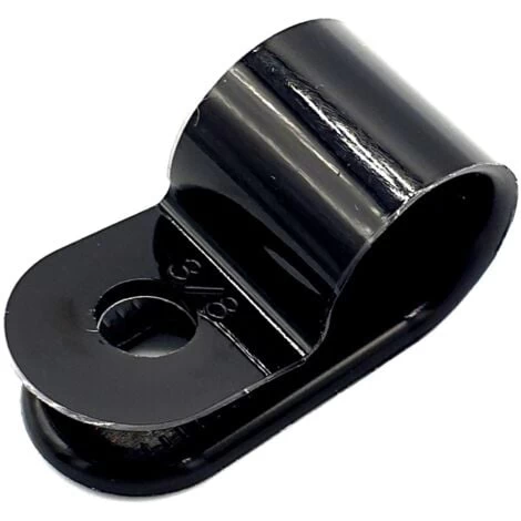 100 X 6mm Plastic Electrical Cable Pipe P-Clips Nylon Black Clamps