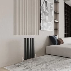 Reina Belva Single Horizontal Aluminium Radiator 600mm H X 412mm W Anthracite