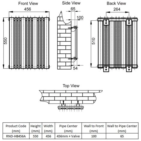 Reina Bonera Designer Horizontal Radiator 550mm H X 456mm W Anthracite - Image 2