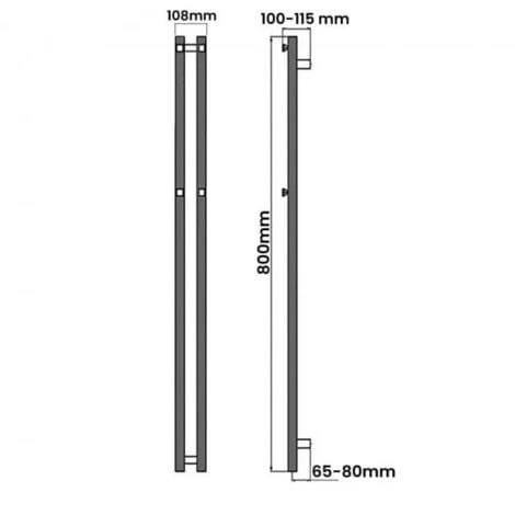 Reina Todi Designer Heated Towel Rail 800mm H X 108mm W Chrome - Image 2