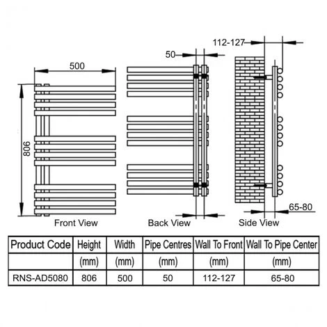 Reina Adora Designer Heated Towel Rail 800mm H X 500mm W Polished Stainless Steel - Image 2