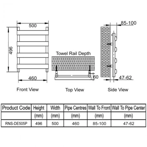 Reina Deno Designer Heated Towel Rail 496mm H X 500mm W Polished Stainless Steel - Image 2