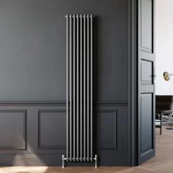 ELEGANT Traditional Radiator Anthracite Double Vertical Cast Iron Grey Radiator 2 Column 1800 X 380 Mm