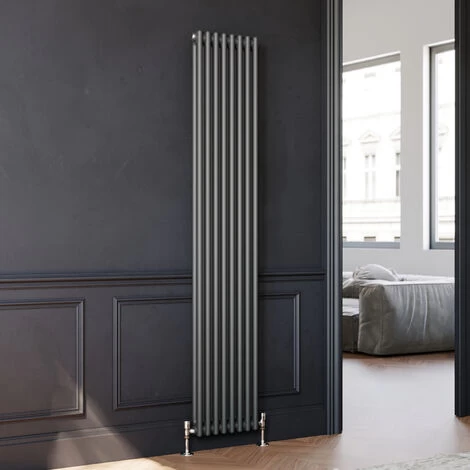 ELEGANT Traditional Radiator Anthracite Double Vertical Cast Iron Grey Radiator 2 Column 1800 X 380 Mm - Image 2