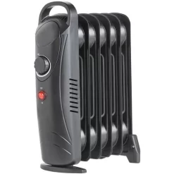 Oil Filled Radiator 6 Fin 800W Mini Portable Electric Heater Thermostat Black