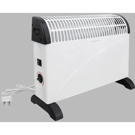 Free Standing Convector Heater 2000W Electric 3 Adjustable Heat Settings White
