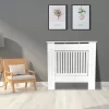Modern Radiator Cover MDF Cabinet With Modern Vertical Style Slats White Painted Small - 780 X 815 X 190(mm)