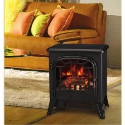 Lincsfire New 1850W Portable Electric Stove Fire Place Fireplace Heater Freestanding Log Burning Flame Effect 2 Heat Settings