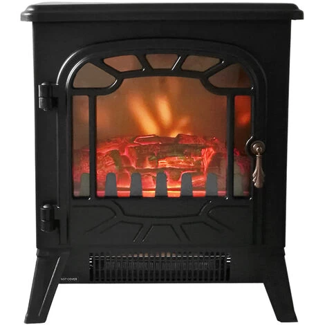 Lincsfire New 1850W Portable Electric Stove Fire Place Fireplace Heater Freestanding Log Burning Flame Effect 2 Heat Settings - Image 2