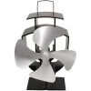 Lincsfire 4 Blades Eco Friendly Stove Fan Heat Powered For Wood Burner/Fireplace Silver