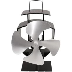 Lincsfire 4 Blades Eco Friendly Stove Fan Heat Powered For Wood Burner/Fireplace Silver