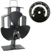 Lincsfire 3 Blades Eco Friendly Silent Heat Powered Stove Fan For Wood/Log Burner/Fireplace + Free Stove Thermometer