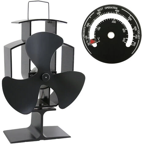 Lincsfire 3 Blades Eco Friendly Silent Heat Powered Stove Fan For Wood/Log Burner/Fireplace + Free Stove Thermometer
